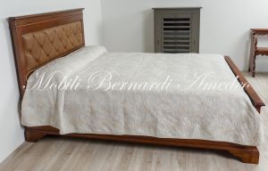 OC289 Letto Matrimoniale In Noce Queen Size Con Testiera Pelle 05